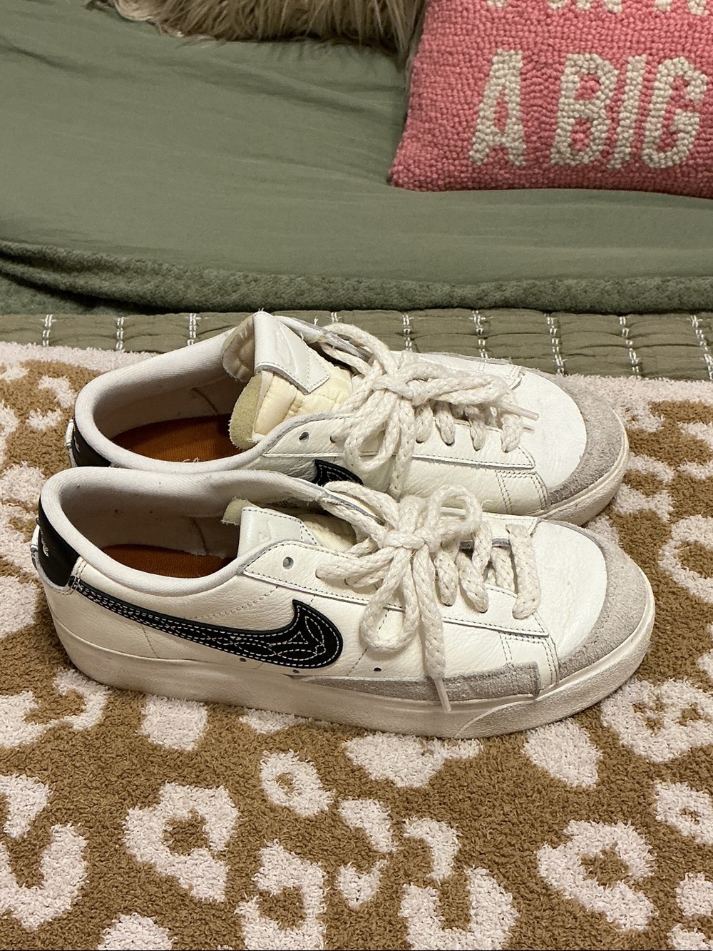 Nike Kids White Sneakers with Black Swoosh